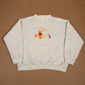 Vintage Winnie the Pooh Gray Embroidered Crewneck Sweatshirt Made in USA Large